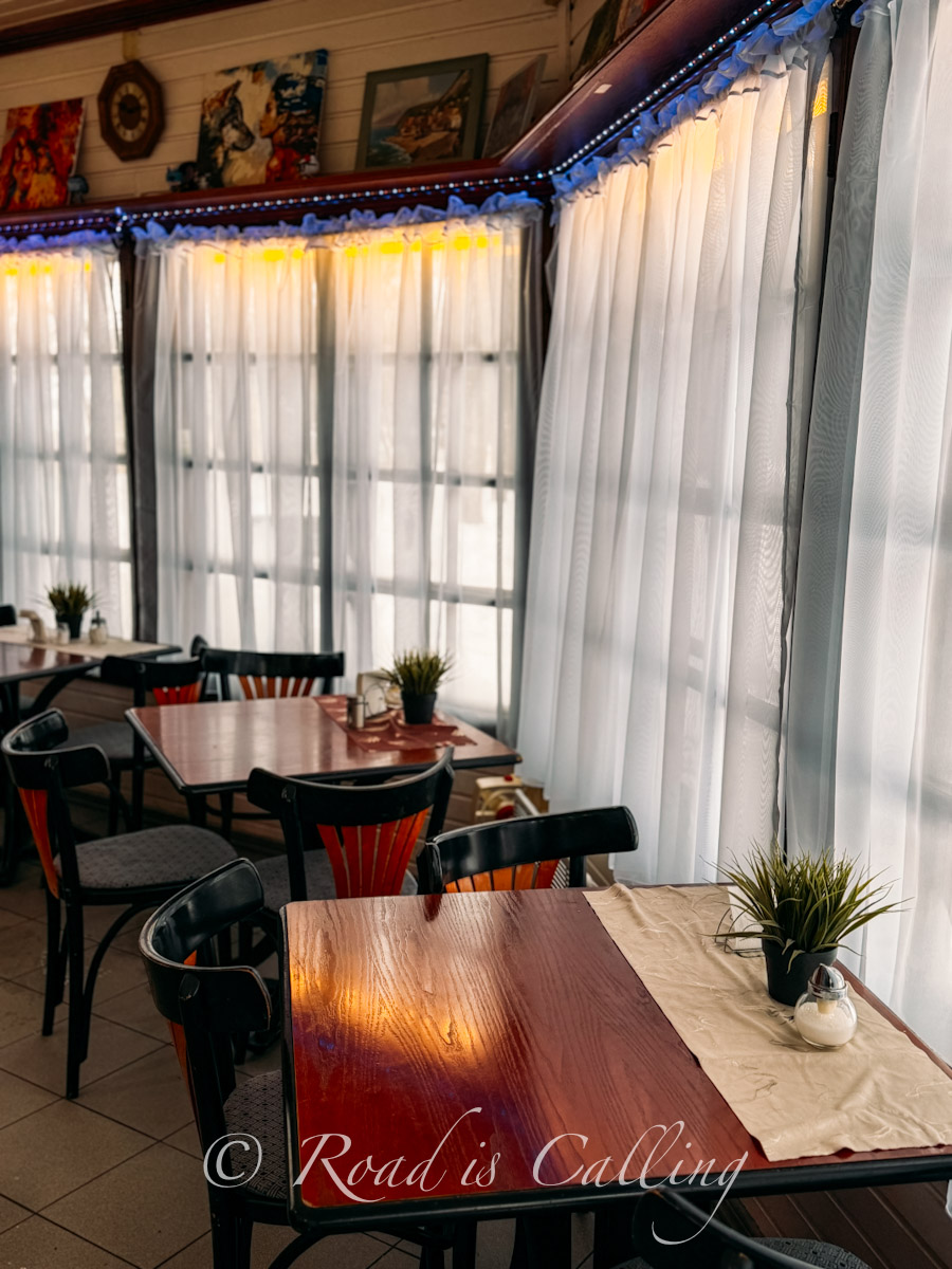 tables inside the Rotund cafe in Toome Hill area