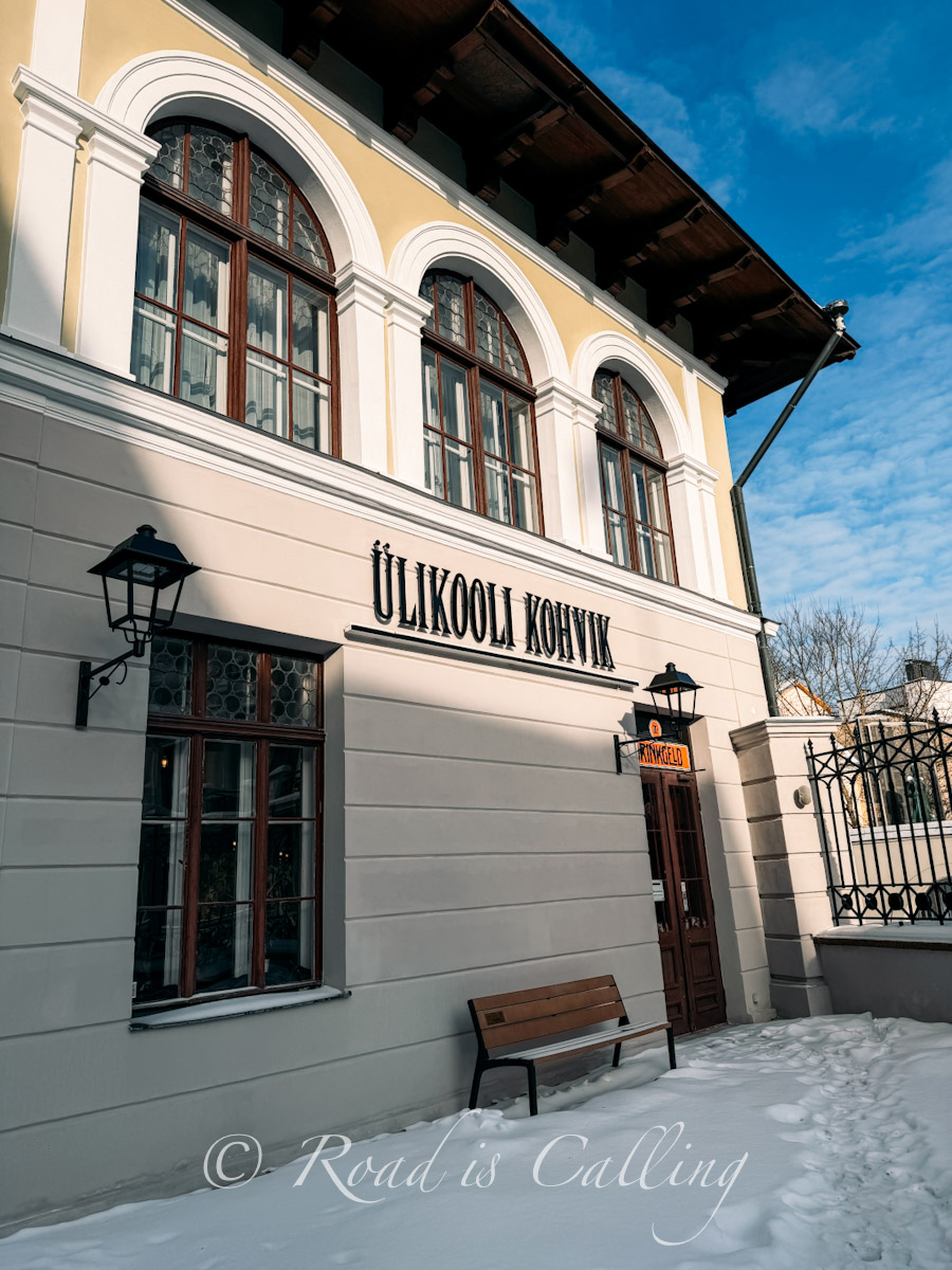 view of the famous student cafe building in Tartu