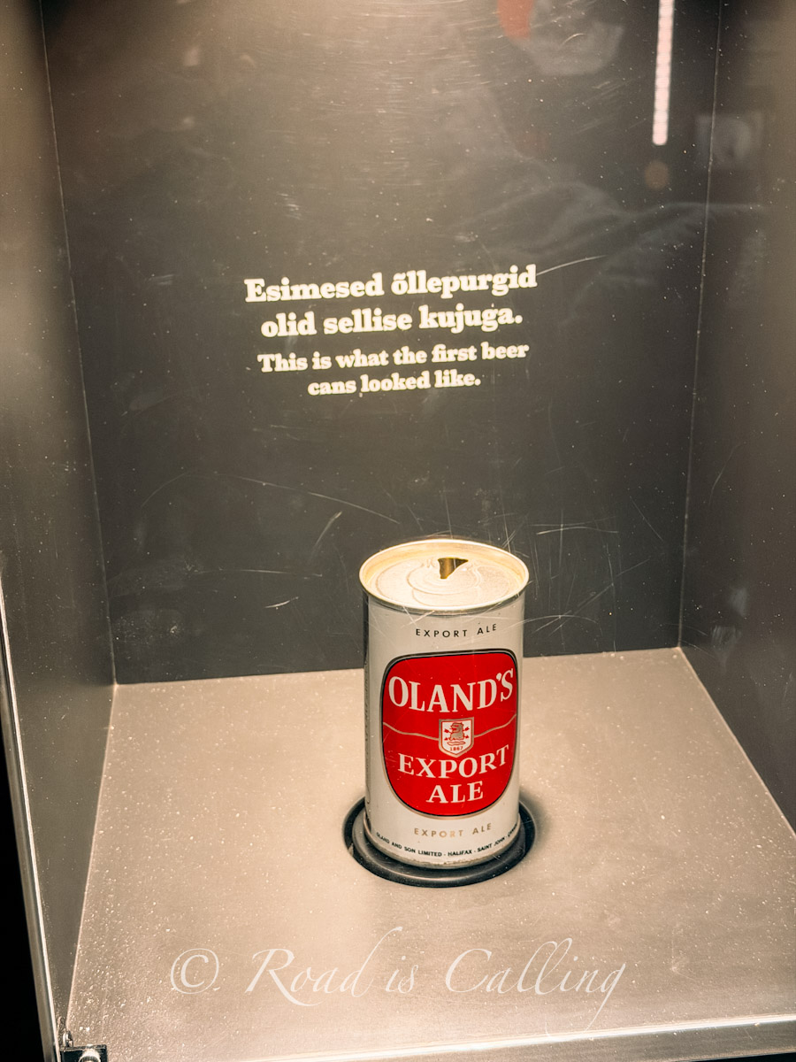 Interactive beer history exhibit in Tartu featuring early beer cans
