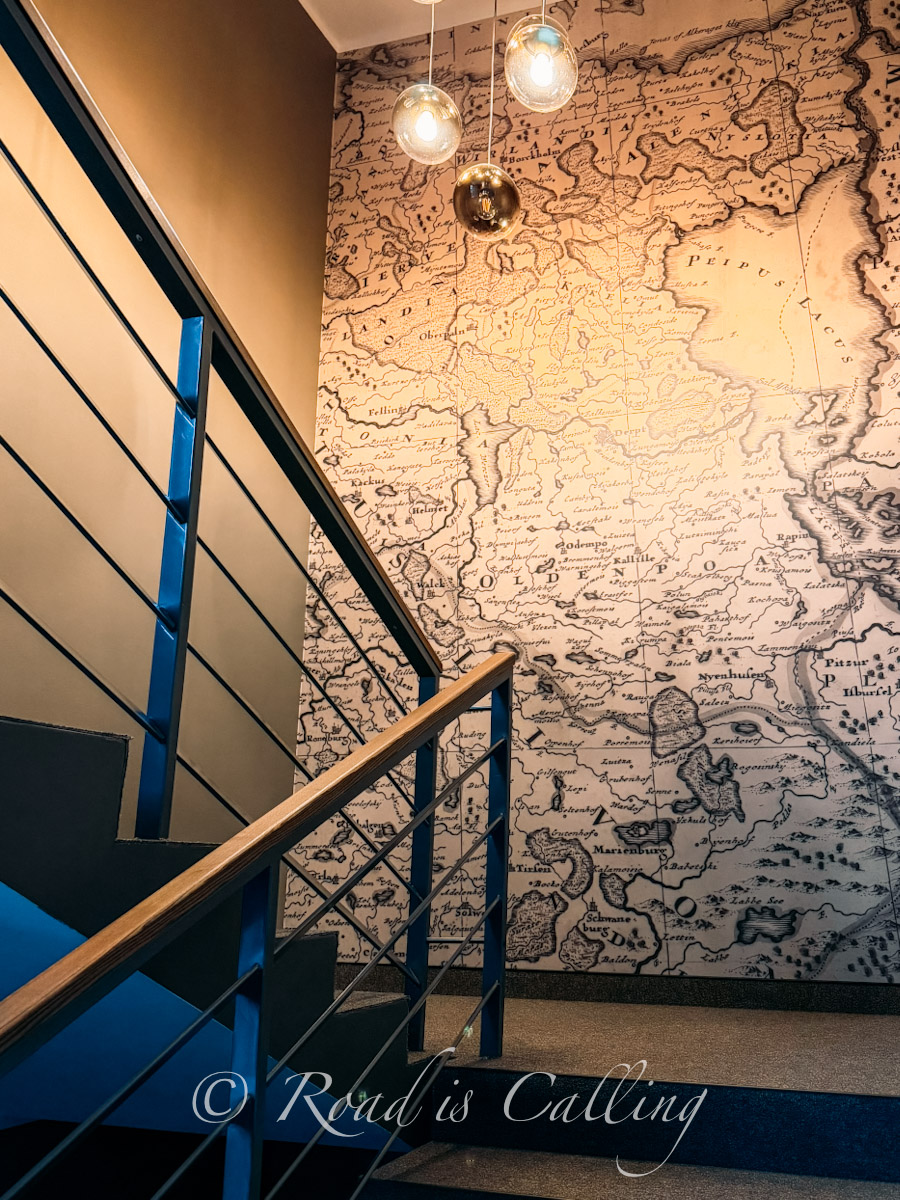 staircase with map design