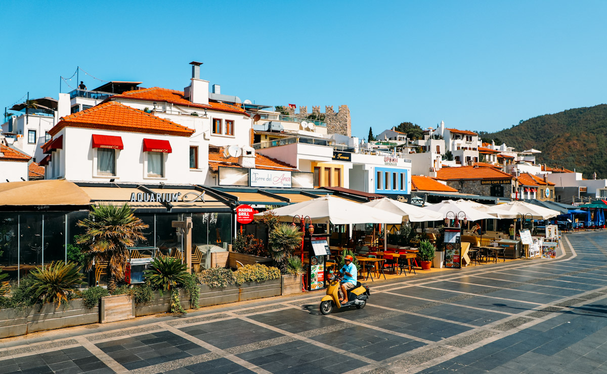 Street and waterfont area in Marmaris old town