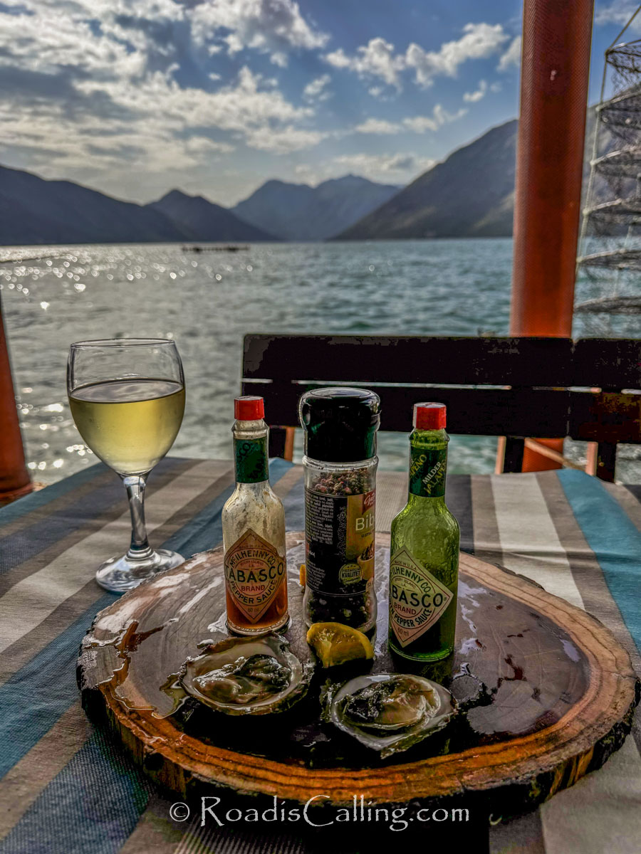 eating oysters during a week in Montenegro