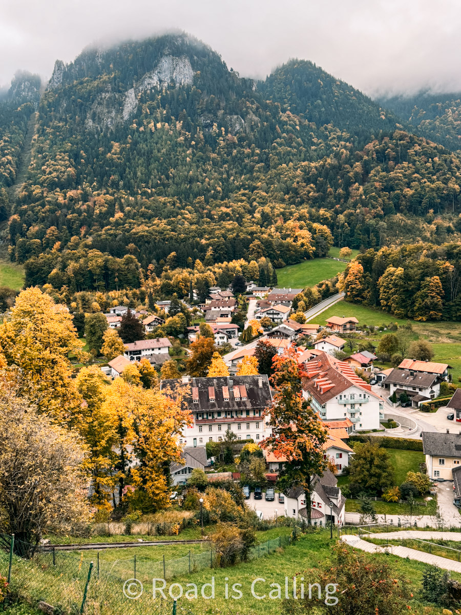 view of Aschau im Chiemgau village from Hohenaschau castle