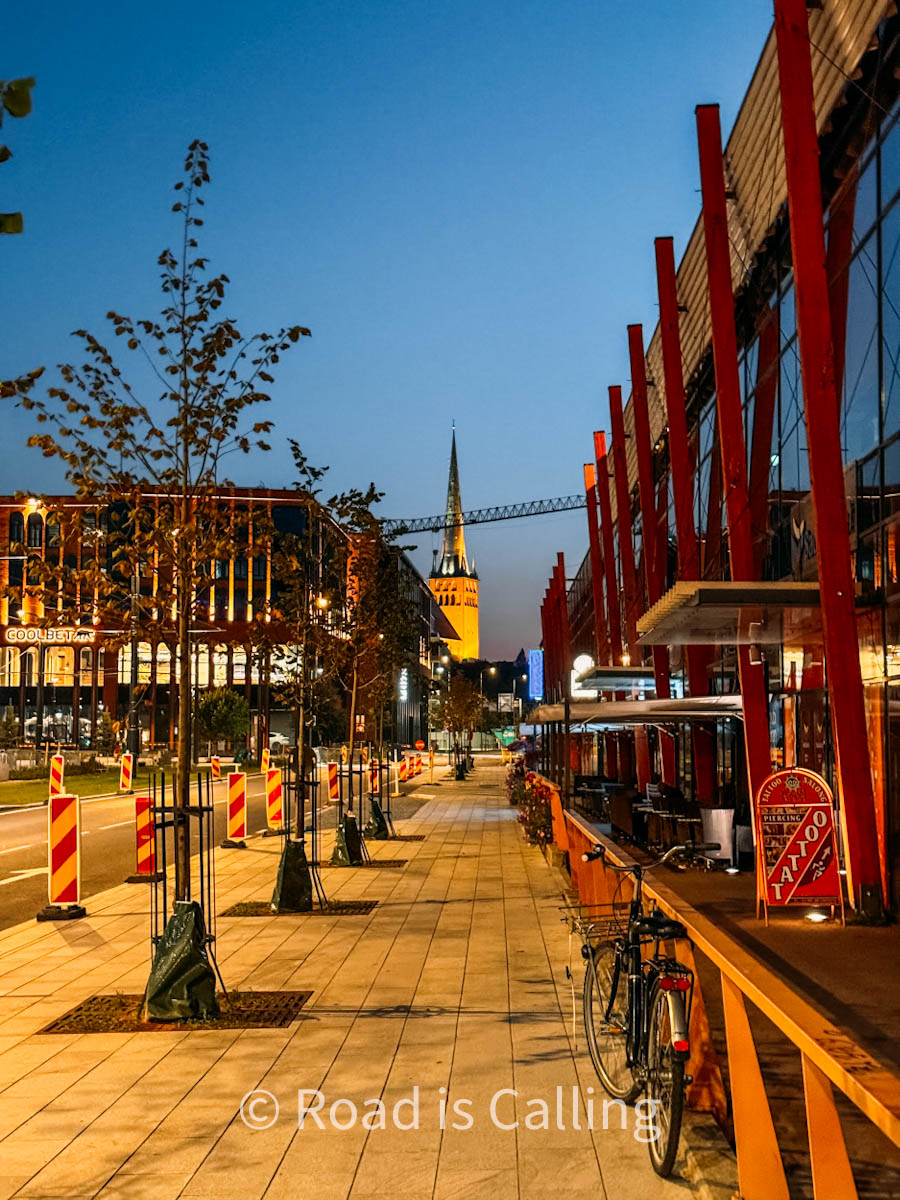 A street of Tallinn in the evening leading to the Old Town