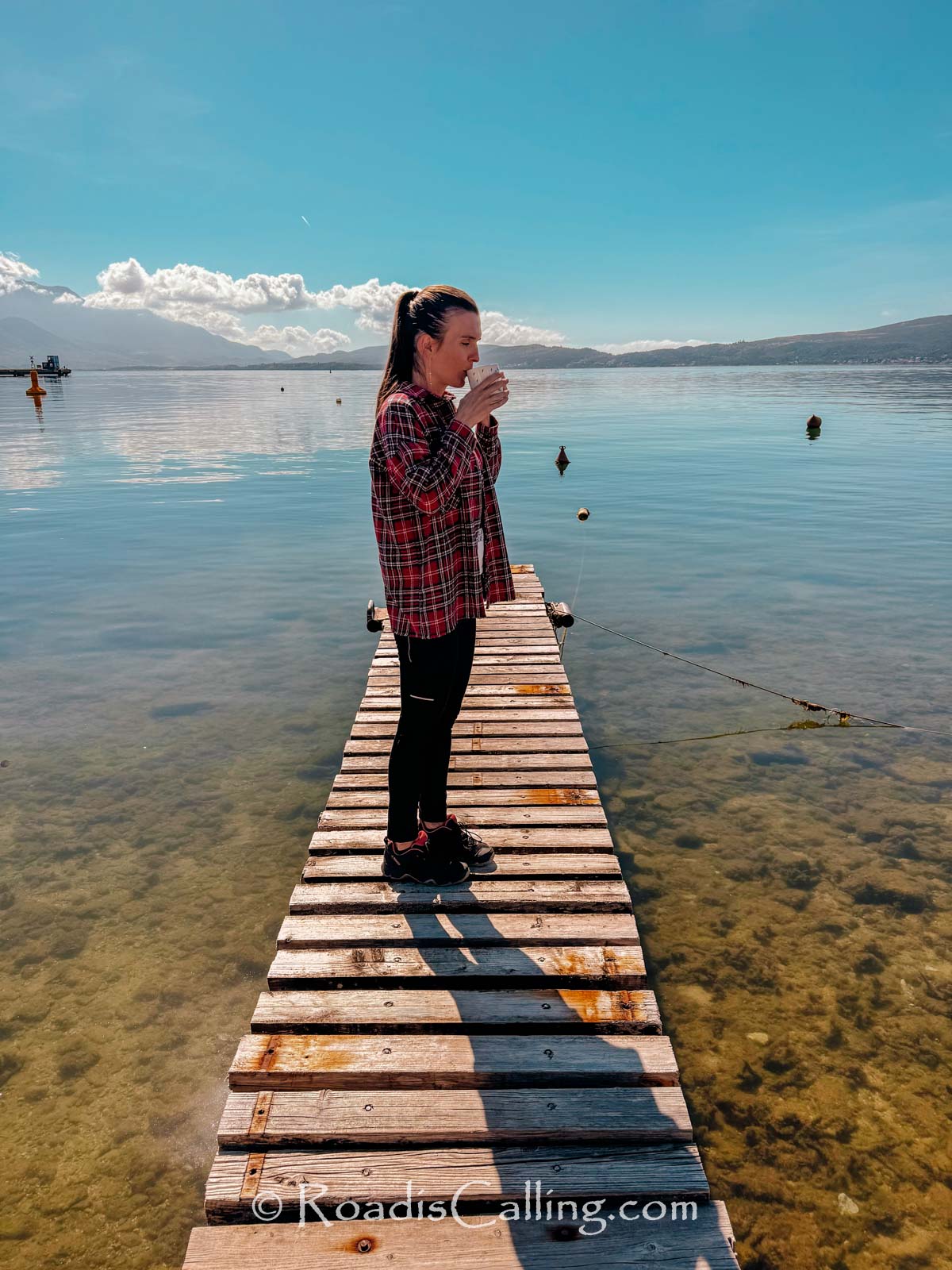 drinking coffee in Kotor Bay