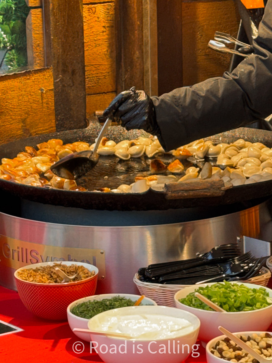 Pel'meni dish on sale at Christmas market in Tallinn