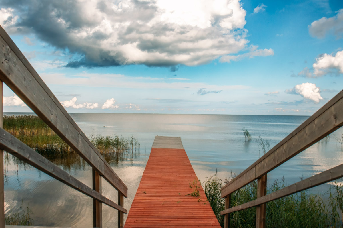 staircase leading into the water of Lake Peipus