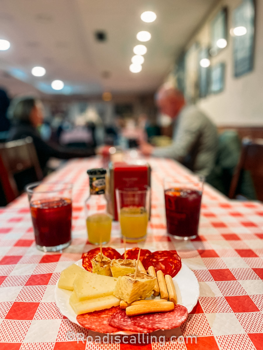 snacks on the table in a cafe in Malaga