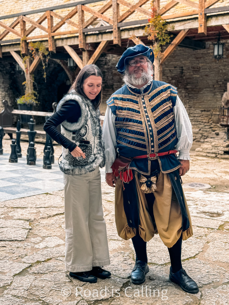 me standing next to a castle character in Estonia