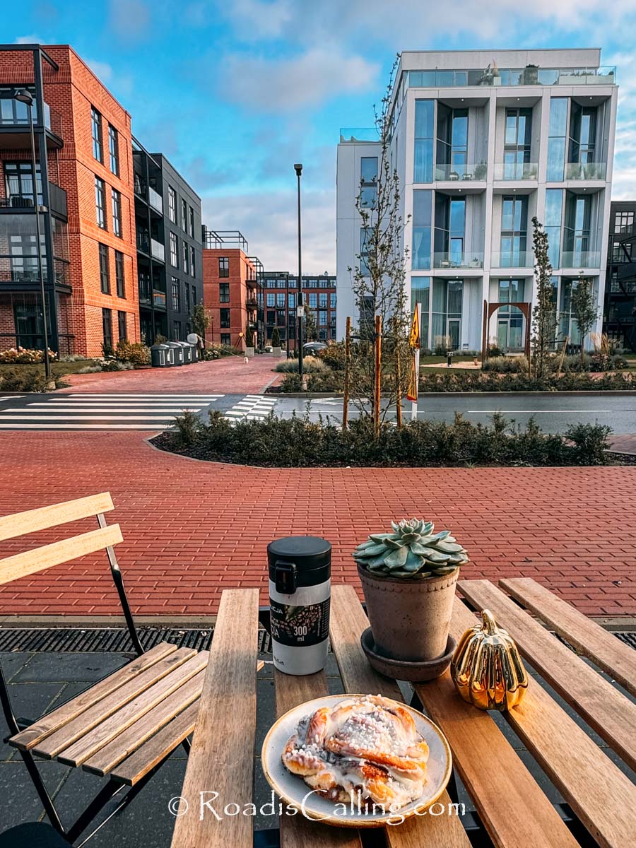 coffee and pastry at outdoor cafe in Tallinn Estonia