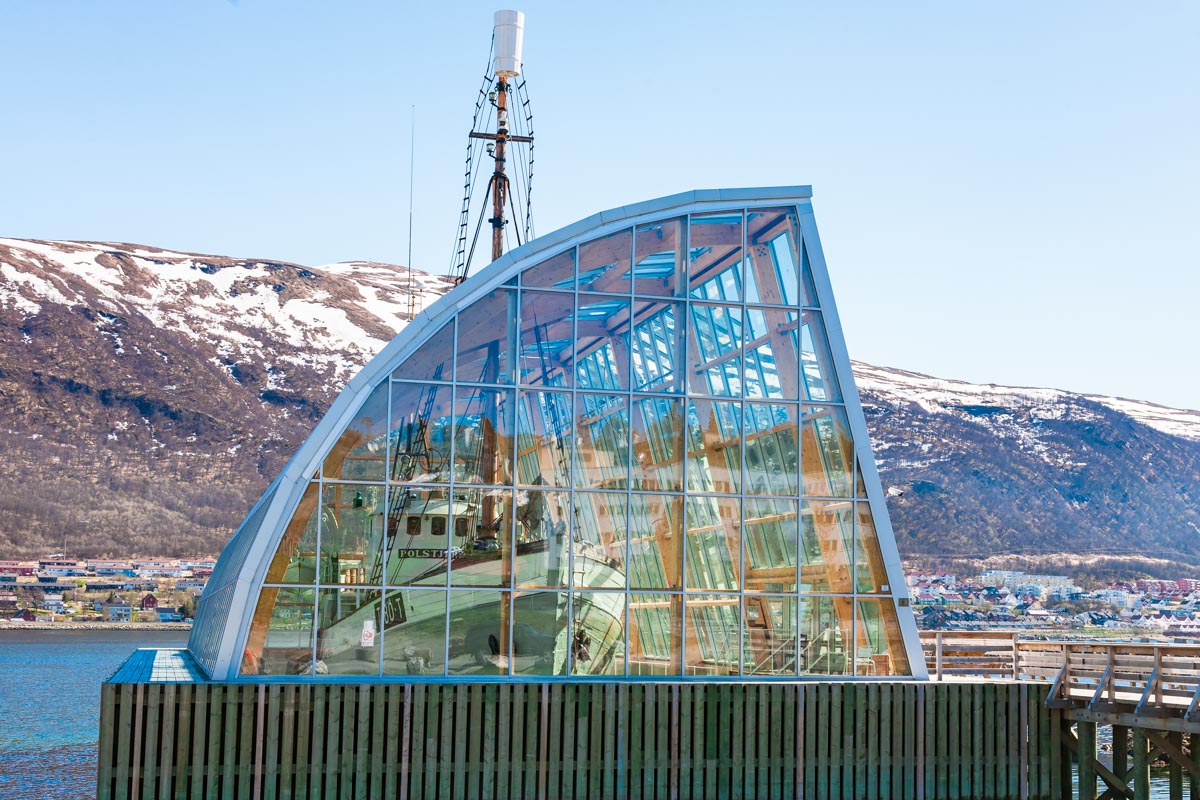 MS Polstjerna fishing boat displayed inside a glass building