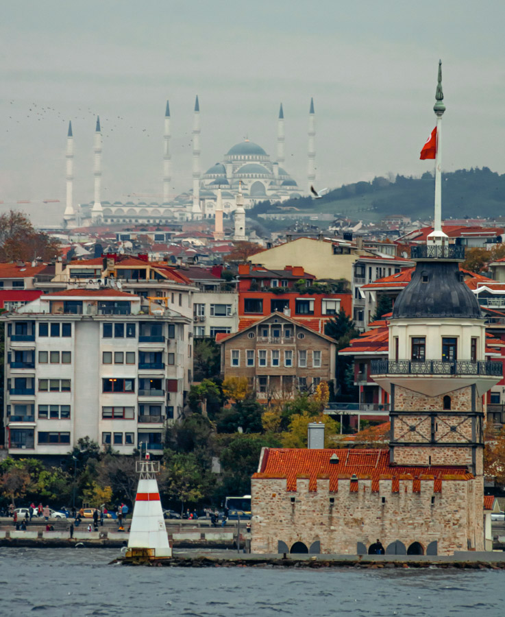 view of Istanbul skyline from the water, one of the best city breaks in Europe in April