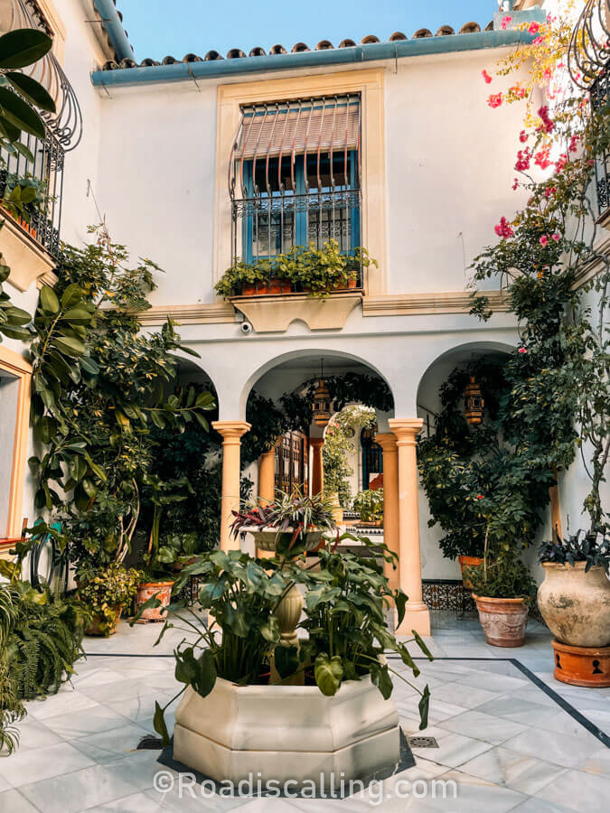 Spanish courtyard in white colors