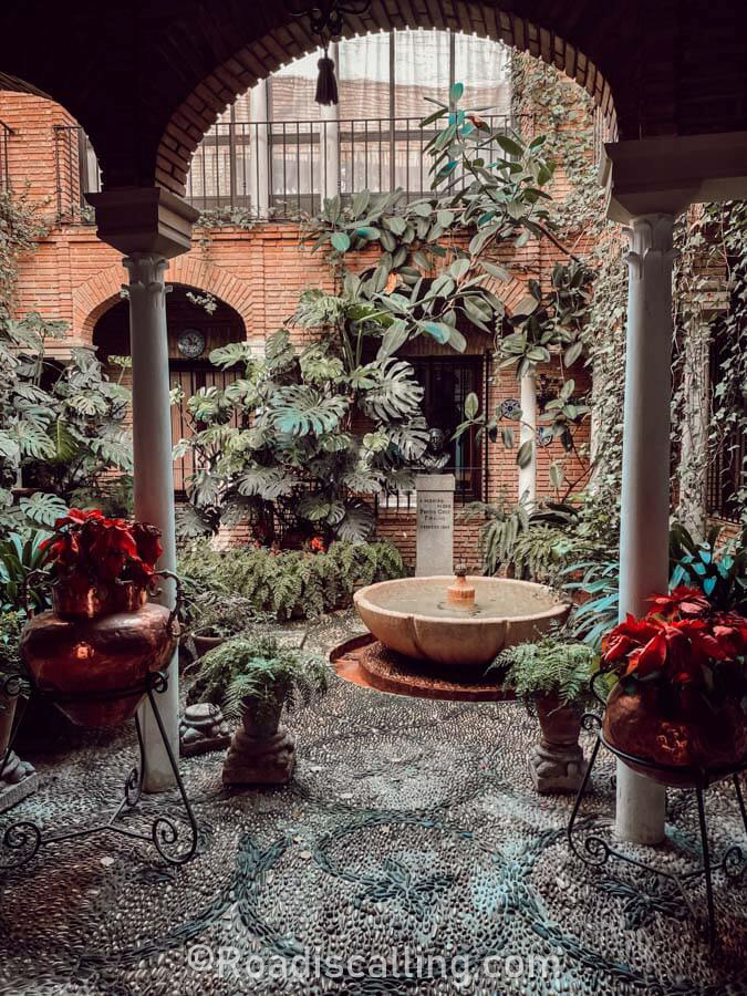 inner courtyard with flowers in Cordoba hotel