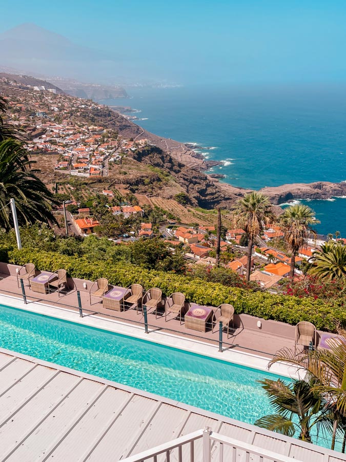 coastal town in Tenerife in winter with ocean views, hillside houses, and mild sunny weather