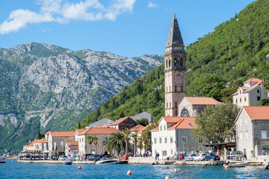 view of Perast from the water