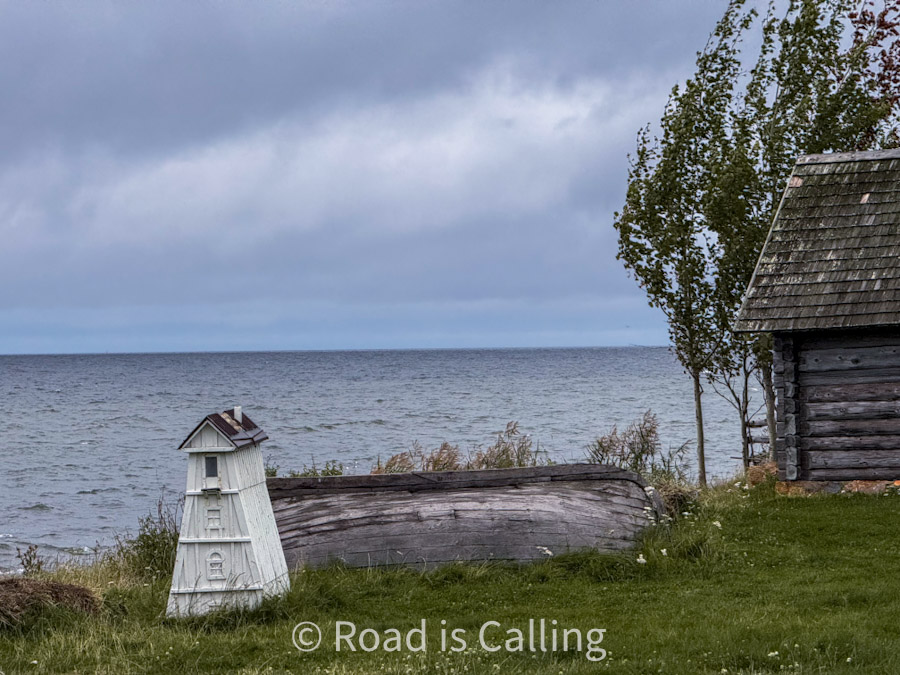 coastal scene with old wooden house in Estonia