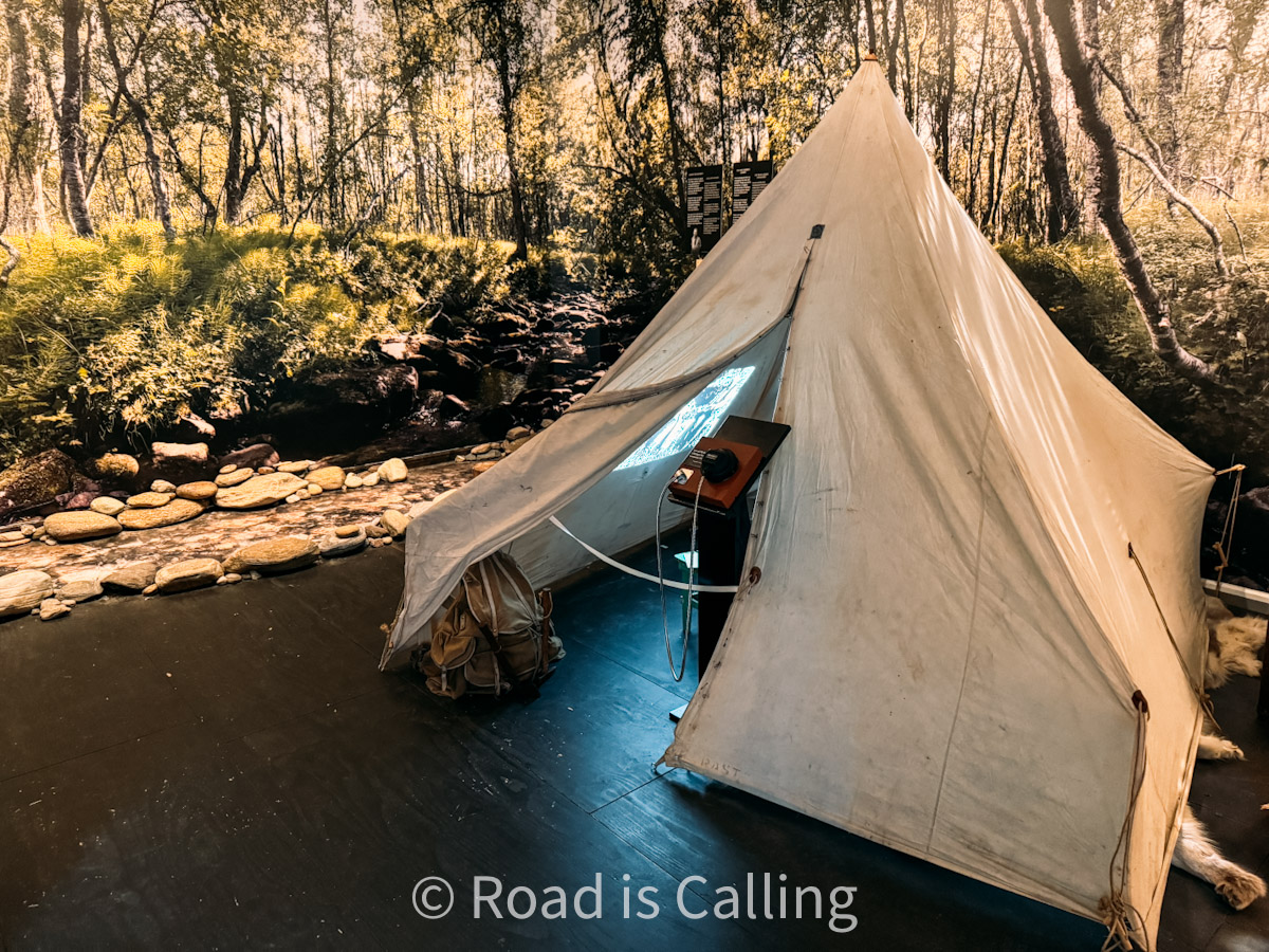 Expedition tent display inside a Tromso museum exhibit